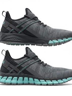 Men’s Fila Mesh Cool Max Memory Foam Running Shoes Size 10 Gray and Turquoise